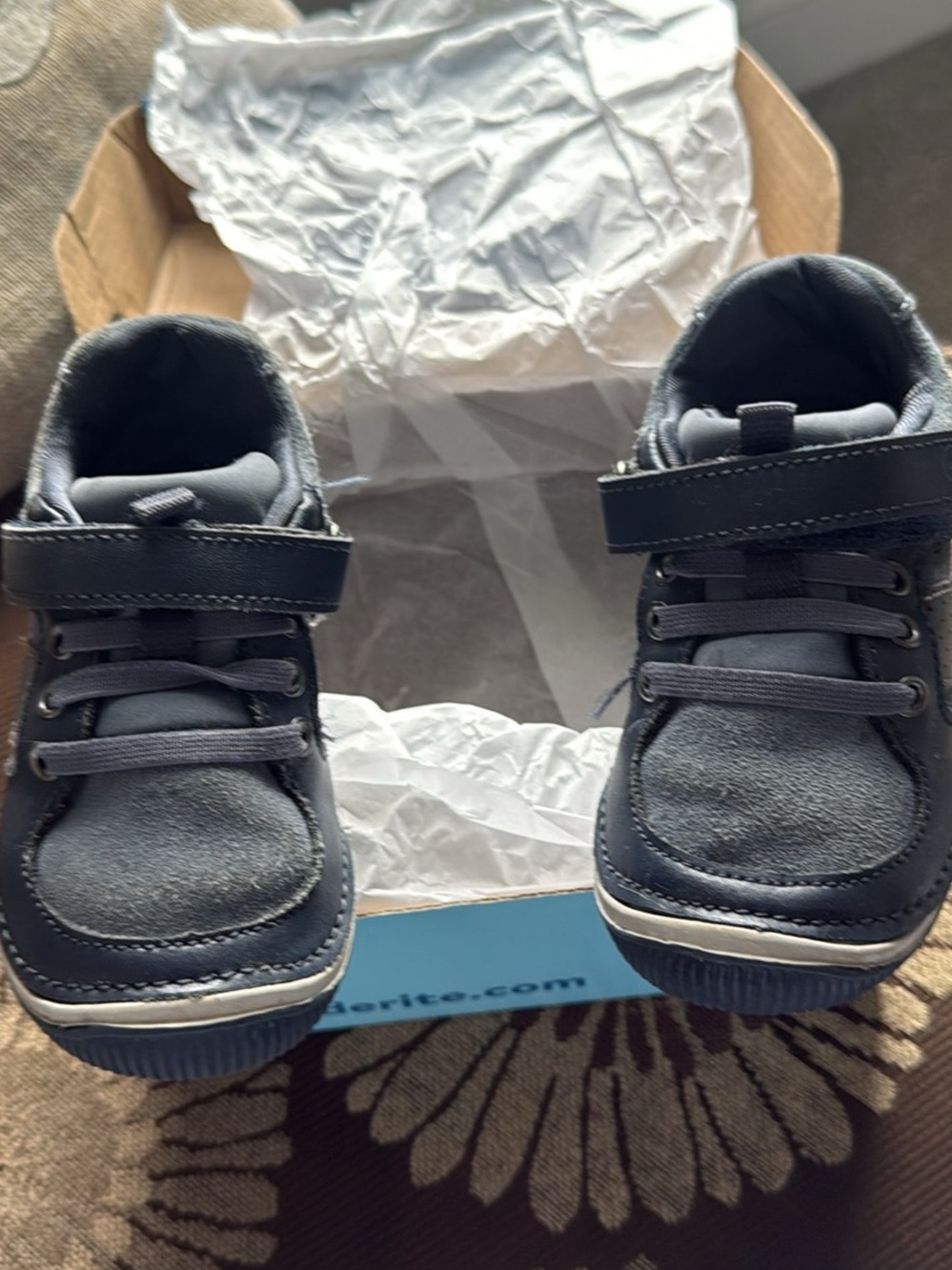 Stride Rite Navy and Gray Kids Hook-and-Loop Sneakers